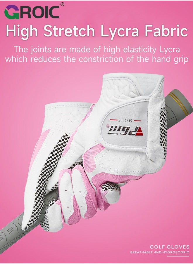 GROIC 1 Pair Golf Gloves for Women’s Left Hand,Breathable, Long Lasting Golf Glove，Slip Palm Pu Premium Leather Soft Durable Comfortable Glove,Outdoor Sports Gloves  - Image 4