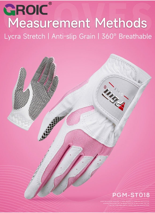 GROIC 1 Pair Golf Gloves for Women’s Left Hand,Breathable, Long Lasting Golf Glove，Slip Palm Pu Premium Leather Soft Durable Comfortable Glove,Outdoor Sports Gloves  - Image 2