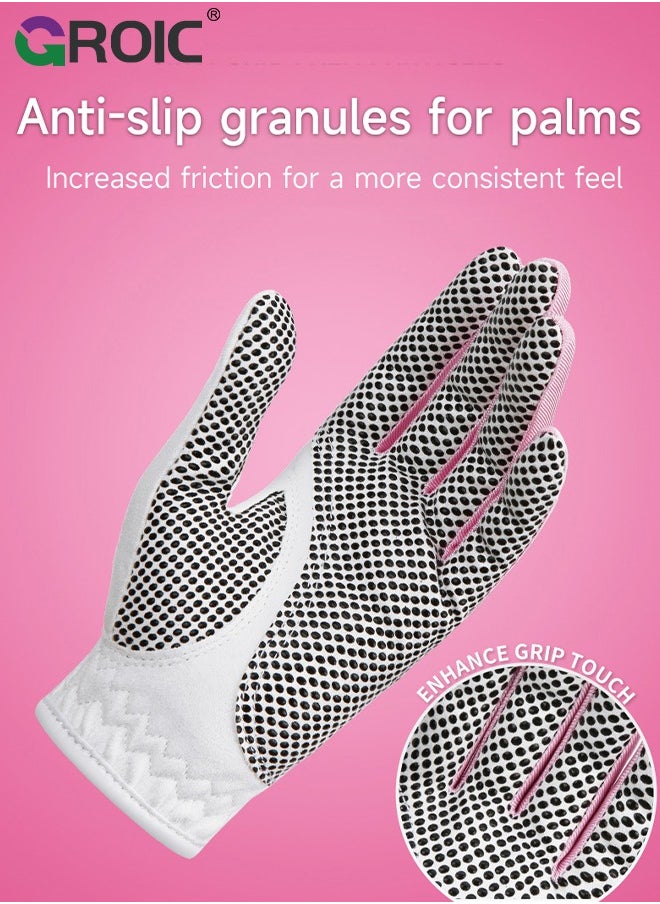 GROIC 1 Pair Golf Gloves for Women’s Left Hand,Breathable, Long Lasting Golf Glove，Slip Palm Pu Premium Leather Soft Durable Comfortable Glove,Outdoor Sports Gloves  - Image 3