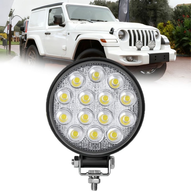 1 قطعة ضوء كشاف دائري LED مقاس 4.5 بوصة 140 واط 14000 لومن للشاحنات وسيارات الدفع الرباعي للطرق الوعرة 12 فولت توصيل سلكي صلب - Image 1