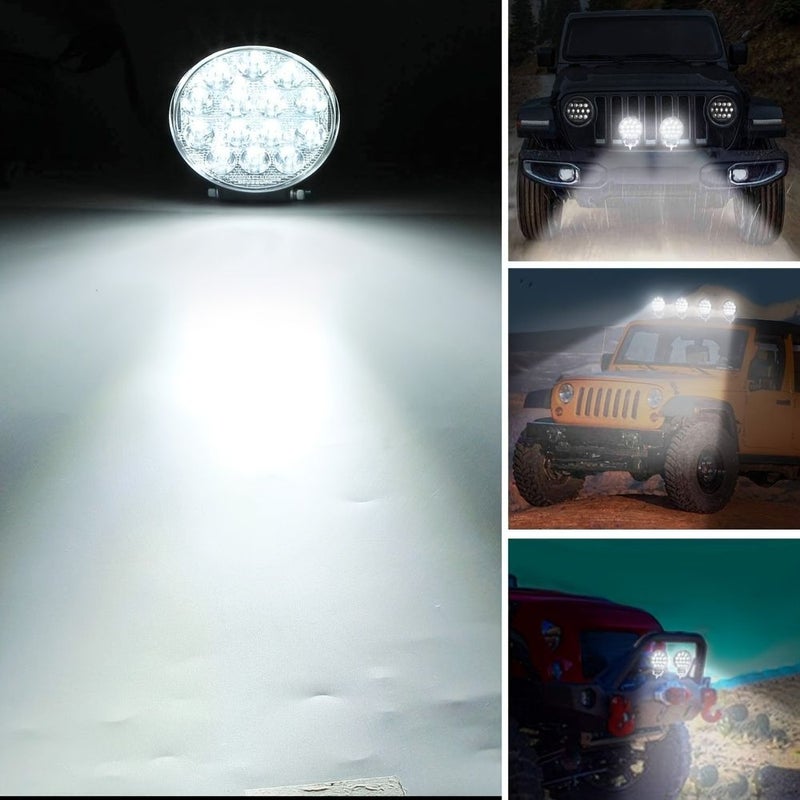 1 قطعة ضوء كشاف دائري LED مقاس 4.5 بوصة 140 واط 14000 لومن للشاحنات وسيارات الدفع الرباعي للطرق الوعرة 12 فولت توصيل سلكي صلب - Image 2
