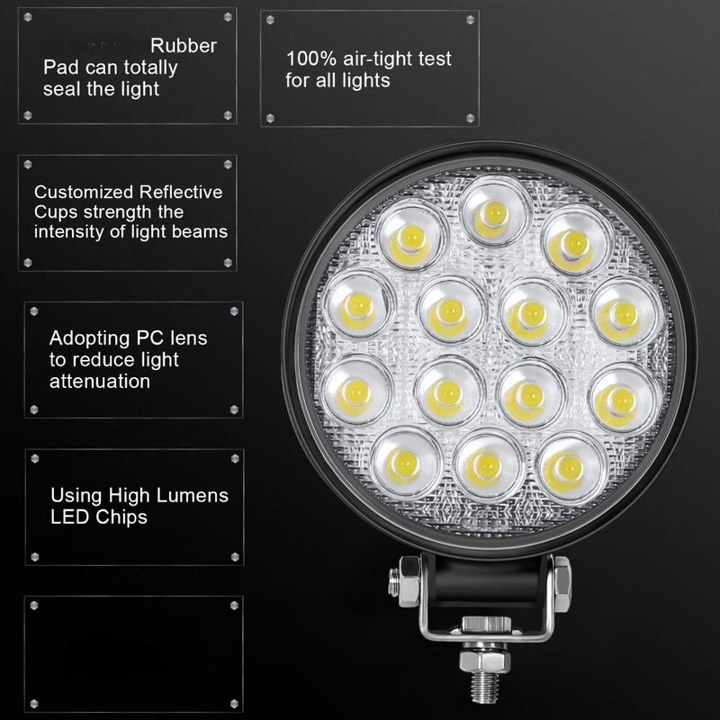 1 قطعة ضوء كشاف دائري LED مقاس 4.5 بوصة 140 واط 14000 لومن للشاحنات وسيارات الدفع الرباعي للطرق الوعرة 12 فولت توصيل سلكي صلب - Image 5