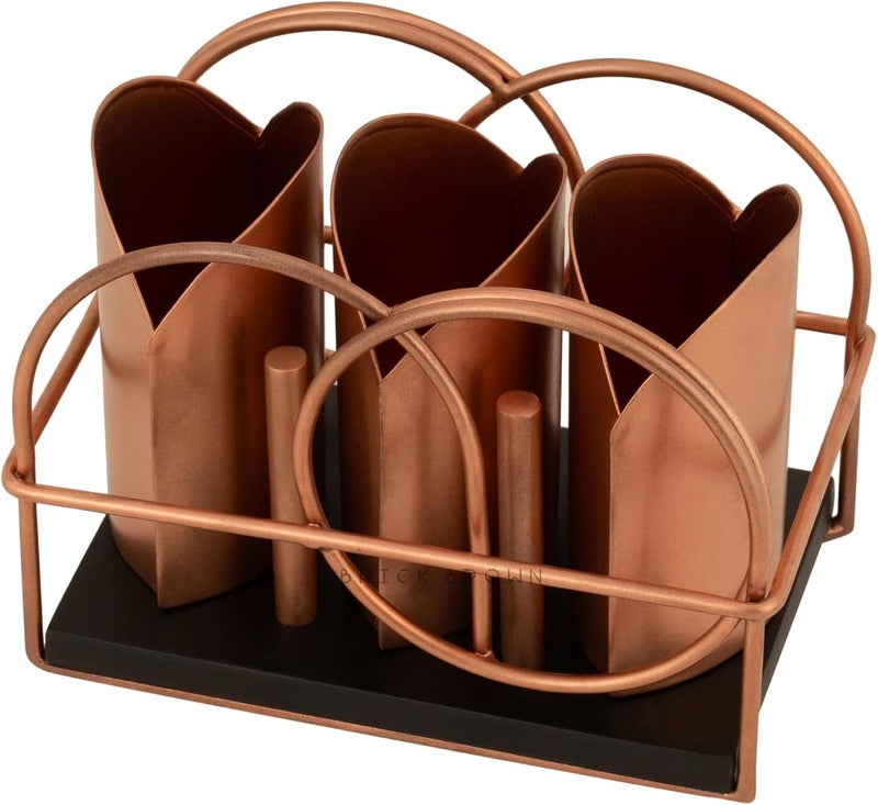 ® Premium Metal Ferro Cutlery Holder | Spoon Stand for Kitchen & Dining Table | Handcrafted Cutlery Stand & Tabletop Cutlery Storage Box | Spoon Holder Caddy with 3 Section (6.5x4x5 inch) - Image 5