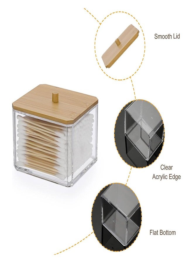 Hipiwe Acrylic Q-Tip Holder Dispenser with Lid Clear Plastic Bathroom Canisters Square Apothecary Jar Set Cotton Swab and Ball Storage Organizer for Cotton Round Pads, Floss - Image 4