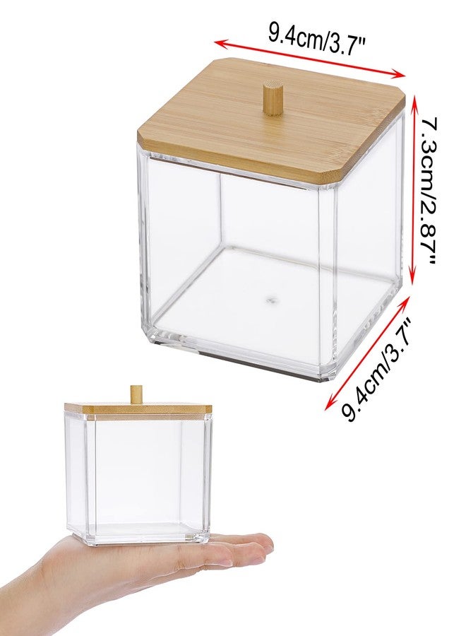 Hipiwe Acrylic Q-Tip Holder Dispenser with Lid Clear Plastic Bathroom Canisters Square Apothecary Jar Set Cotton Swab and Ball Storage Organizer for Cotton Round Pads, Floss - Image 3