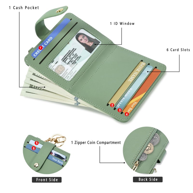 Airkit Small Wallets Woman RFID Blocking Leather Credit Card Holder - with ID Window - Card Wallets for Women - with Zipper Coin Purse - Keychain Wallet - Image 2