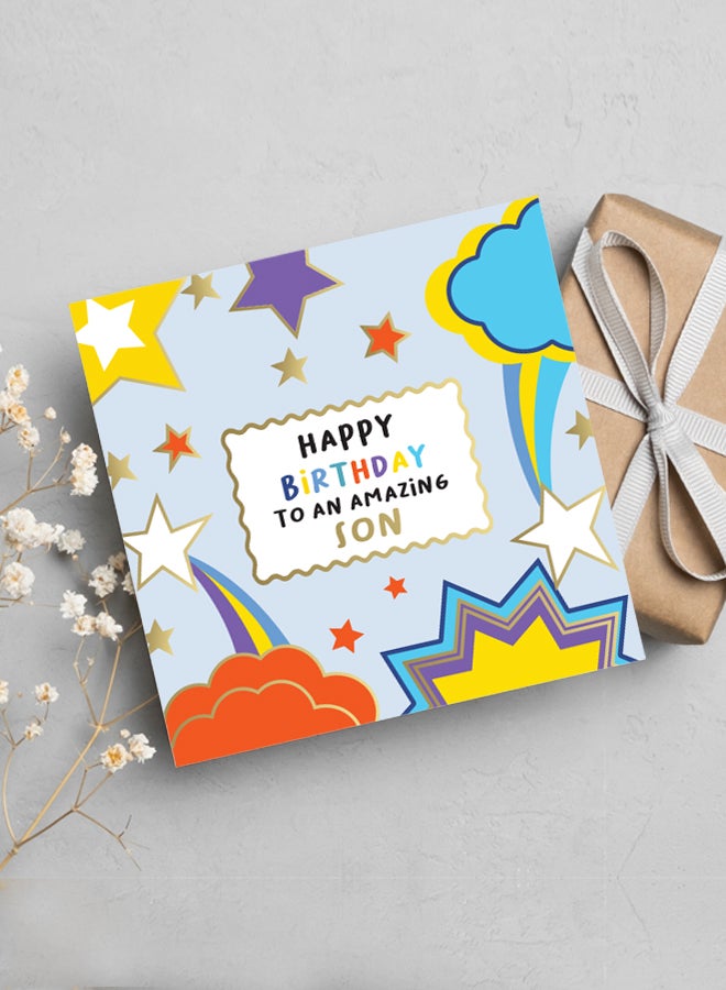 Share the Love Happy Birthday to an Amazing Son Greeting Card – Birthday Card for Son from Mom, Dad, Parents, Family, Kids, Boys, Party Celebration, Love & Appreciation