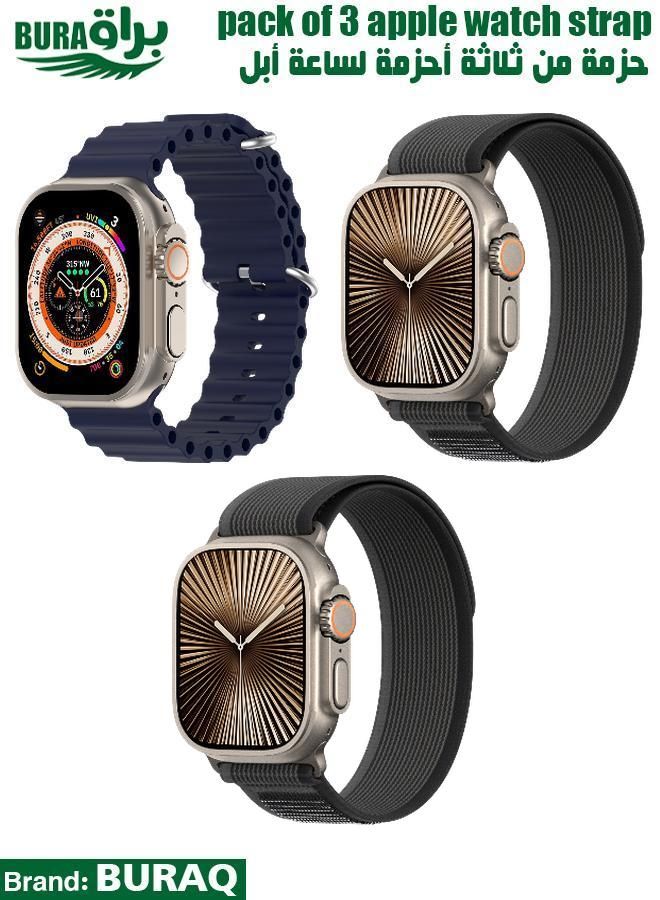 BURAQ Apple Watch Band Strap For Apple Watch Ultra 2/Ultra 49mm, Series 10 46mm, 9/8/7 45mm, SE2/SE/6/5/4 44mm, 3/2/1 42mm