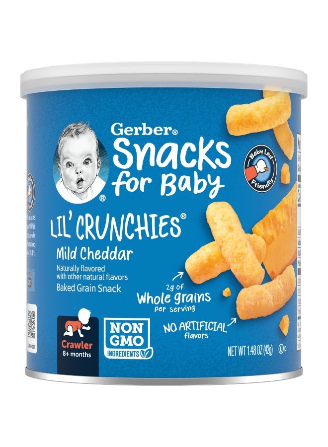 Gerber Gerber, Snacks for Baby, Lil' Crunchies, Baked Grain Snack, 8+ Months, Mild Cheddar, 1.48 oz (42 g)  - Image 1