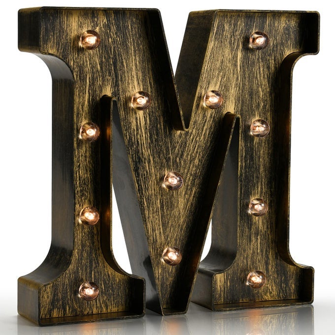 VINTAGE LIGHT UP MARQUEE LETTERS WITH LIGHTS ILLUMINATED INDUSTRIAL STYLE LIGHTED ALPHABET LETTER SIGNS COFFEE BAR APARTMENT BEDROOM WALL HOME INITIALS DECOR M