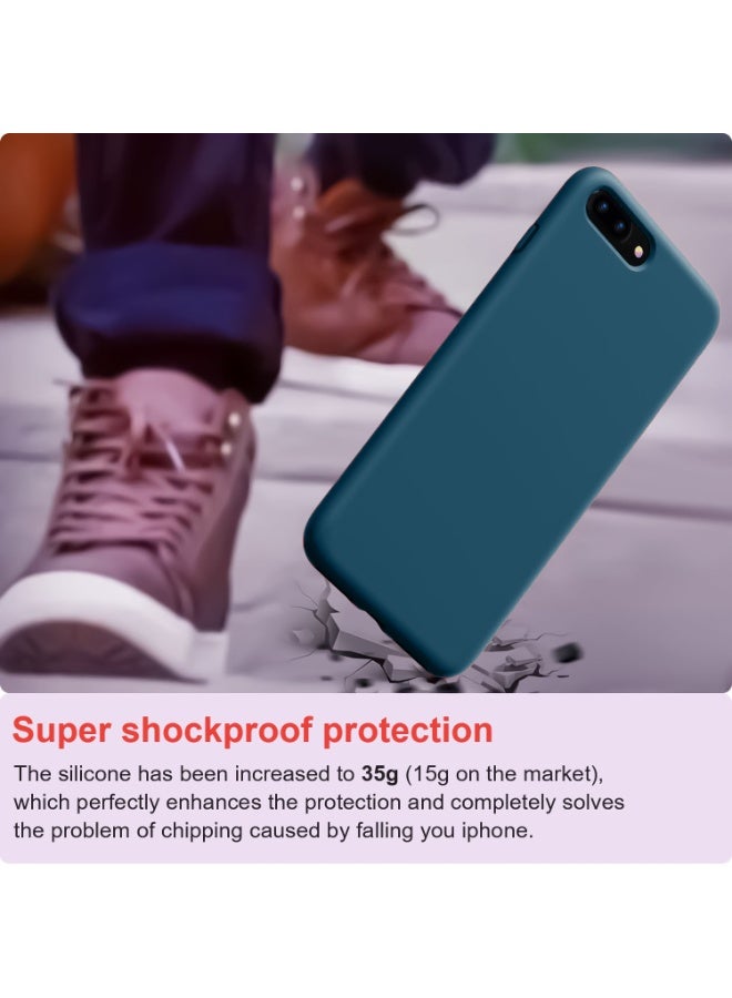 جراب متوافق مع iPhone 7/8 Plus مقاس 5.5 بوصة، جراب هاتف نحيف من السيليكون السائل مكون من 4 طبقات من المطاط الهلامي الناعم المقاوم للصدمات مع بطانة من الألياف الدقيقة المضادة للخدش (لون أخضر مخضر) - Image 2