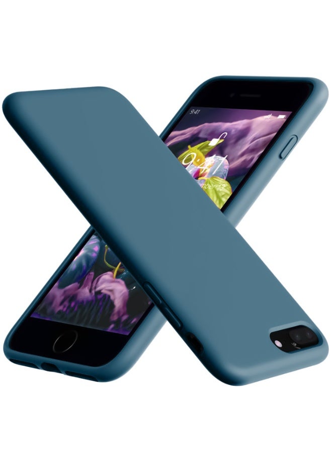 جراب متوافق مع iPhone 7/8 Plus مقاس 5.5 بوصة، جراب هاتف نحيف من السيليكون السائل مكون من 4 طبقات من المطاط الهلامي الناعم المقاوم للصدمات مع بطانة من الألياف الدقيقة المضادة للخدش (لون أخضر مخضر) - Image 1