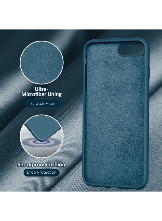 جراب متوافق مع iPhone 7/8 Plus مقاس 5.5 بوصة، جراب هاتف نحيف من السيليكون السائل مكون من 4 طبقات من المطاط الهلامي الناعم المقاوم للصدمات مع بطانة من الألياف الدقيقة المضادة للخدش (لون أخضر مخضر) - Image 5