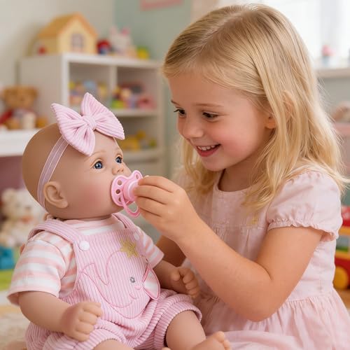Milidool Lifelike Reborn Baby Dolls Realistic Baby Girl Dolls 18Inch Newborn Baby Girl with Pink Doll Clothes with Elephant Pattern for Kids Age 3 - Image 5