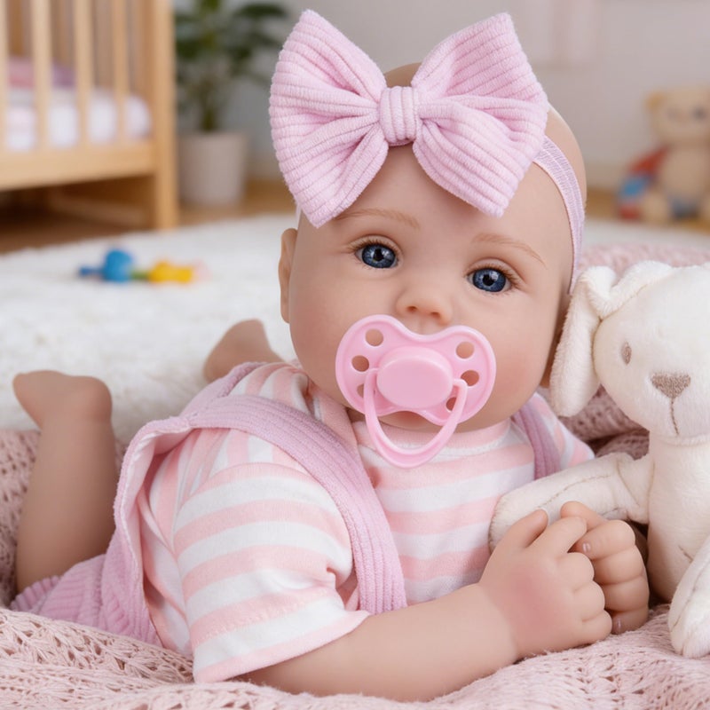 Milidool Lifelike Reborn Baby Dolls Realistic Baby Girl Dolls 18Inch Newborn Baby Girl with Pink Doll Clothes with Elephant Pattern for Kids Age 3 - Image 3