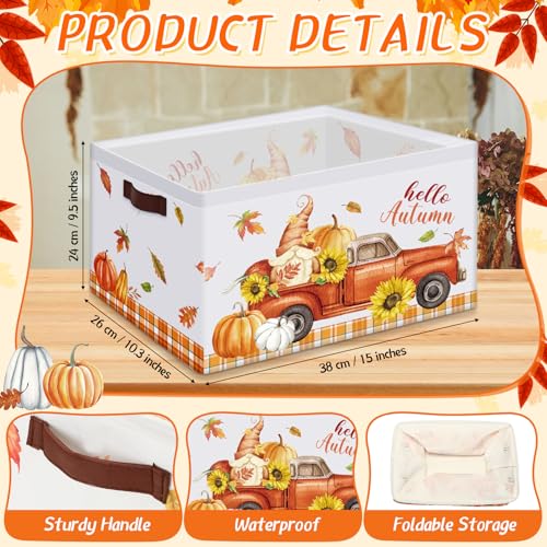 Boao 3 Pack Thanksgiving Storage Gifts Baskets Empty Autumn Storage Bins Large Foldable Pumpkin Scarecrow Fall Harvest Canvas Laundry Basket with Handle for Office Home Nursery Bedroom Clothes - Image 3