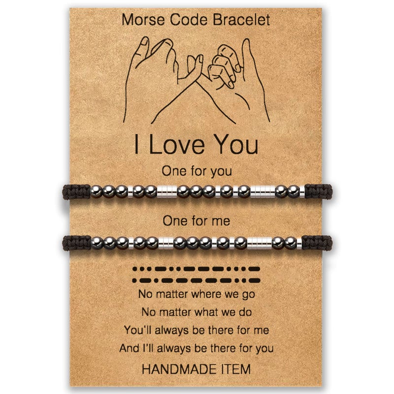 Desimtion Couples Bracelets I Love You, Cute Couples Gifts for Boyfriend Girlfriend Long Distance Relationships Matching Bracelets - Image 1