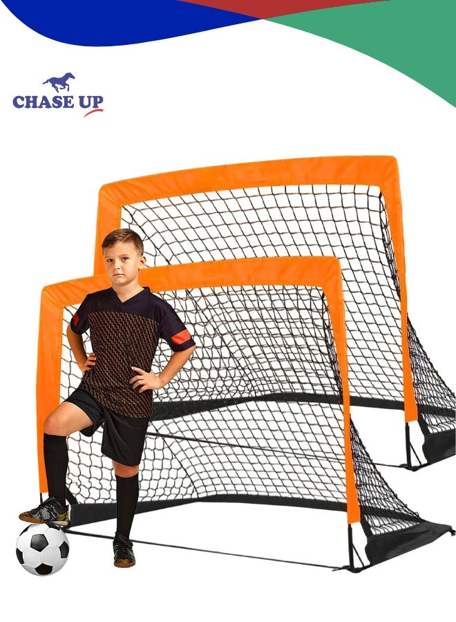 تشيس اب أهداف كرة القدم، هدف كرة قدم محمول للأطفال للفناء الخلفي، مجموعة من هدفين لكرة القدم للأطفال الصغار مع حقيبة حمل، 120 × 90 سم، عبوة من قطعتين - Image 1