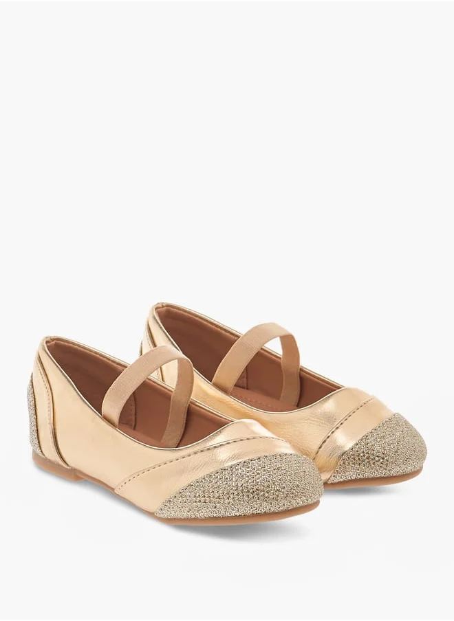 Flora Bella By Shoexpress Girls Textured Ballerina Shoes with Elasticated Strap Ramadan Collection