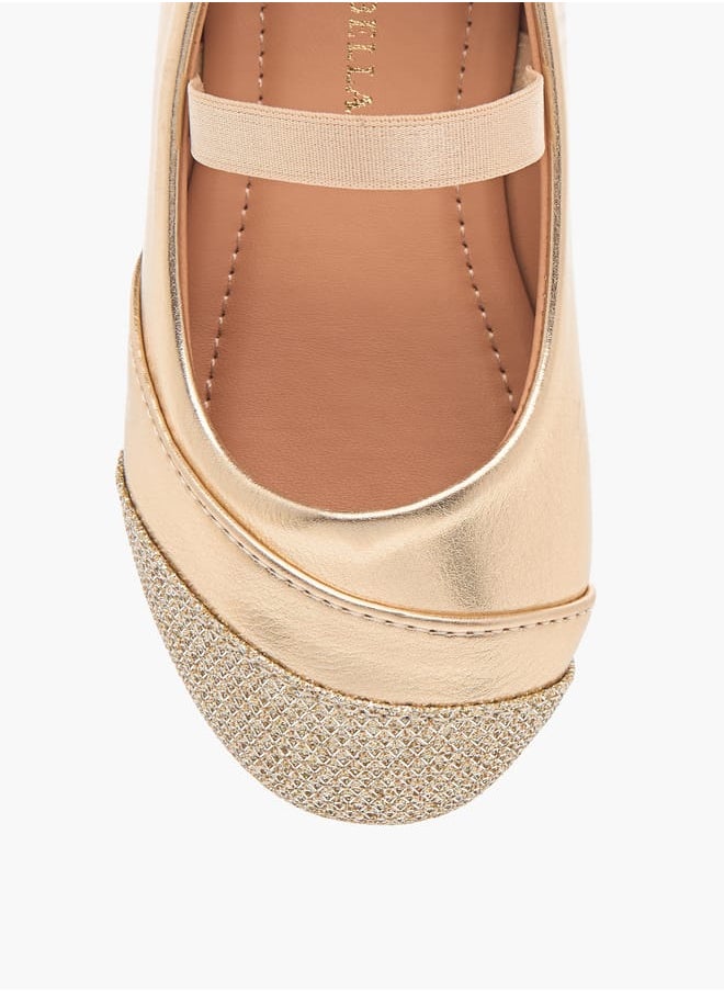 Flora Bella By Shoexpress Girls Textured Ballerina Shoes with Elasticated Strap Ramadan Collection  - Image 4
