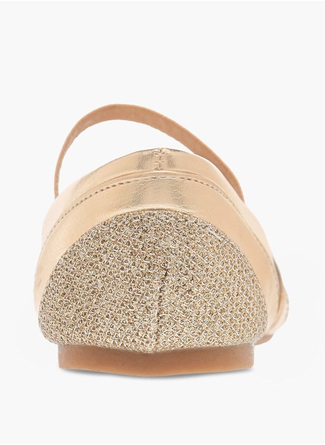 Flora Bella By Shoexpress Girls Textured Ballerina Shoes with Elasticated Strap Ramadan Collection  - Image 5