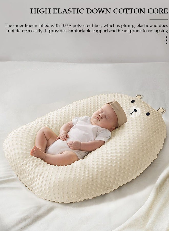 DUNISO Baby Nest Pod for Newborn Bear Design Dot Baby Lounger Sleep Bed Portable Infant Sleeping Nest for Co-Sleeping 0-12 Months Breathable Cotton Baby Bassinet, Newborn Essentials - Image 5