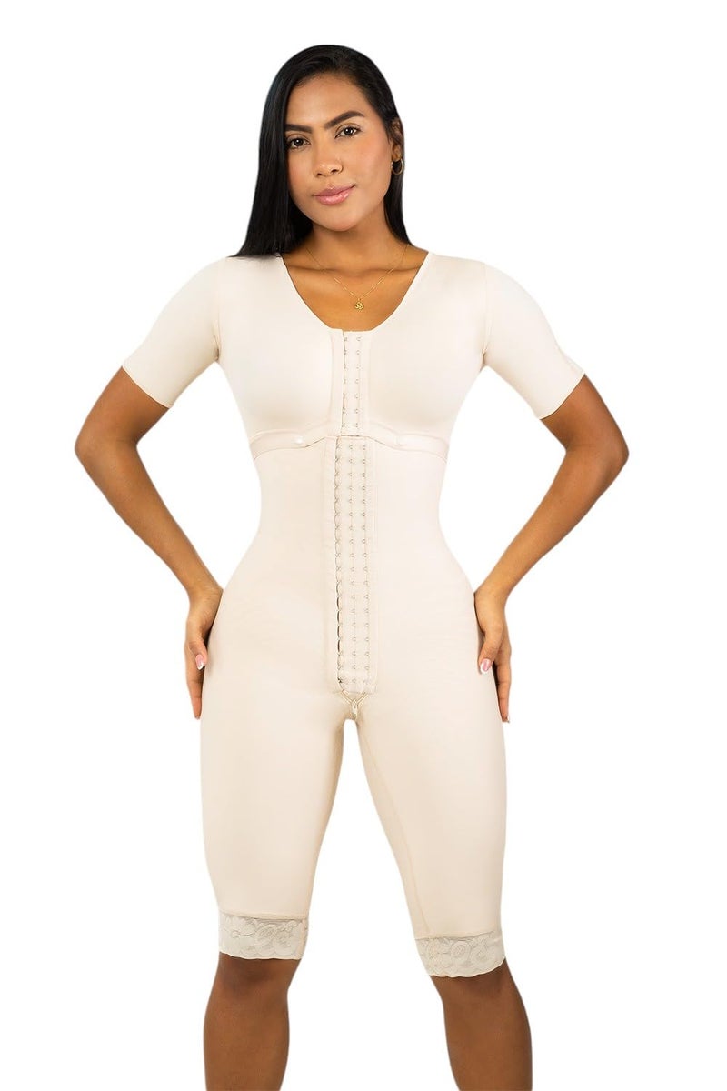 Stage 1 Post Surgery Colombian Faja for Surgical Recovery BBL Lipo360 Tummytucks Faja Reductora Short Sleeves Bra White X Small
