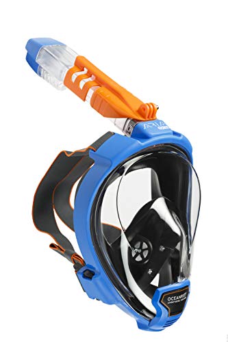 OCEANREEF OCEAN REEF - Aria QR + Quick Release Snorkeling Mask - Full Face Snorkeling Mask - 180 Degree Underwater Vision - 5 Colors and 3 Sizes - Blue Color - Size S/M - Image 1