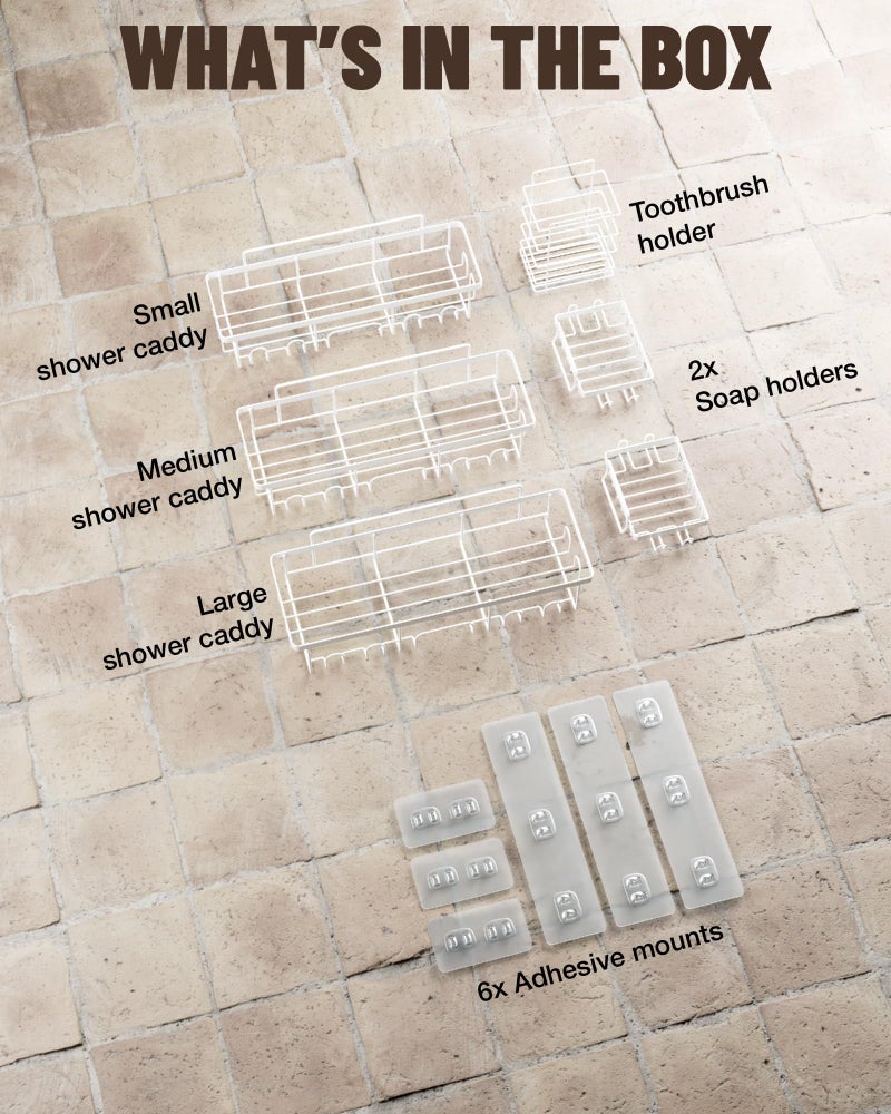 فيكن veken undarsive دش Caddy 6 عبوات ثقيلة تحمل رفوف دش مثبتة على الحائط الكبير رف - Image 5