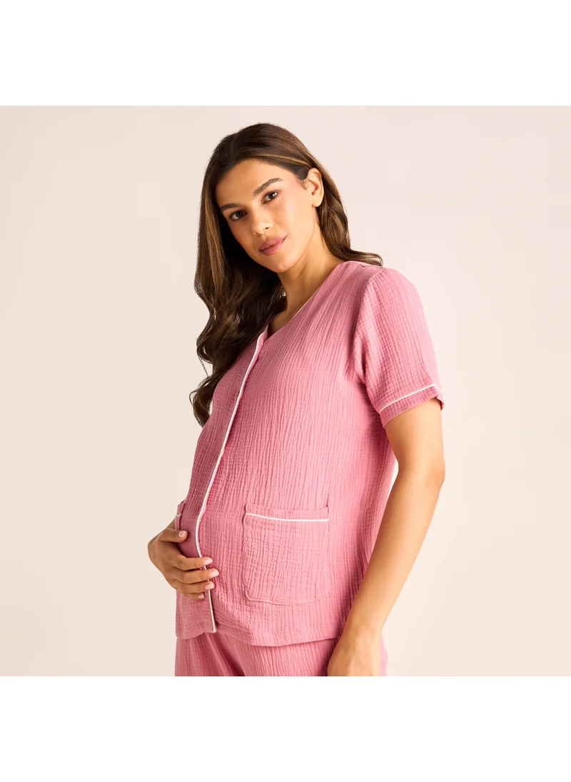 سبلاش فيڤ Textured Maternity Top and Elasticated Pyjama Set