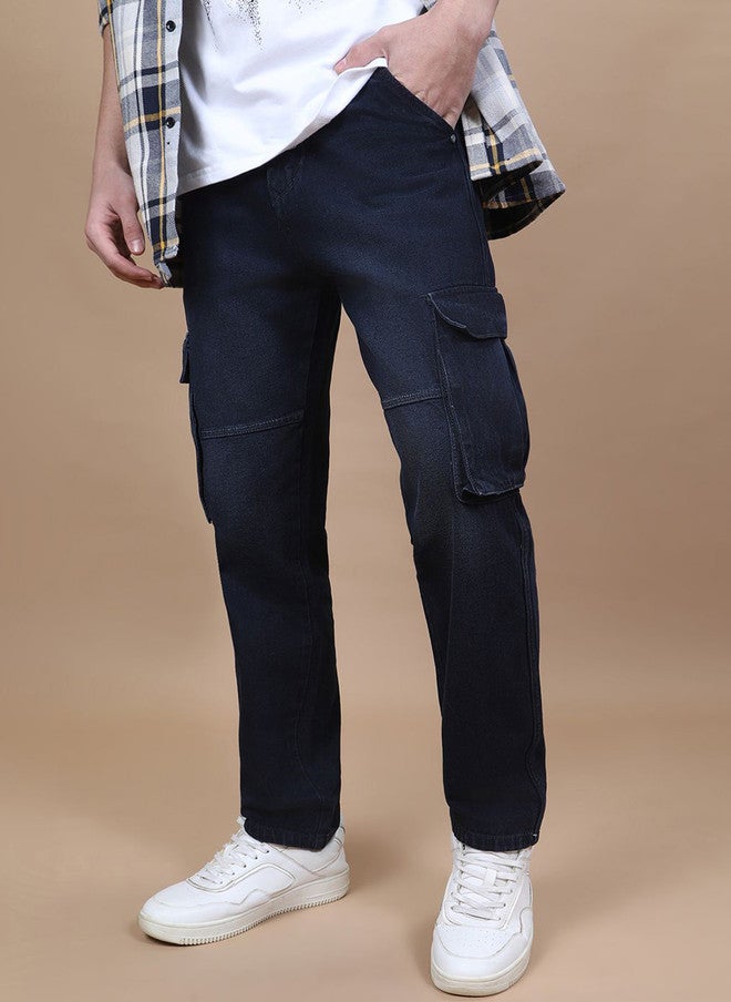Hence Men Faded Relaxed Straight Leg Baggy Cargos - Image 3