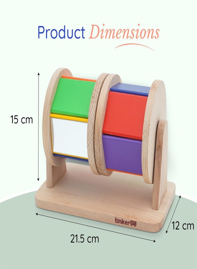 Tinker Box TinkerBox Double Spinning Drum | 4+ Months | Montessori Wooden Rotating Sensory Toy for Toddlers | Tummy Time Baby Toy | Motor Skills Development | Non-Toxic Educational Safe & Durable Wooden Drum - Image 3