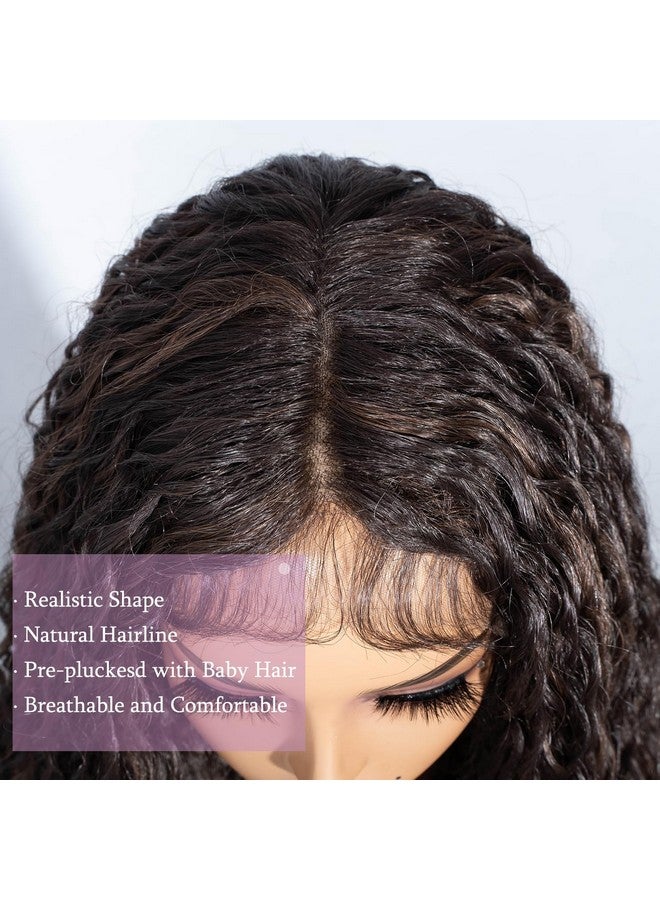 جويدر باروكة شعر اصطناعية من Joedir بطول 32 بوصة، مموجة وعميقة، بجزء أمامي من الدانتيل، شفافة عالية الدقة، بدون غراء، مقاومة للحرارة، ألياف مسبقة النتف، مع خط شعر صغير للنساء (لون بني شوكولاتة) - Image 5