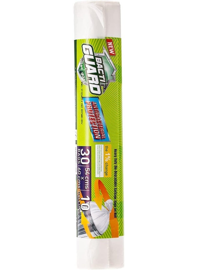 أكياس القمامة القابلة للتحلل الحيوي من باكتي غارد للحماية المضادة للبكتيريا HD بحجم 10 جالون 54 × 60 سم 30 قطعة