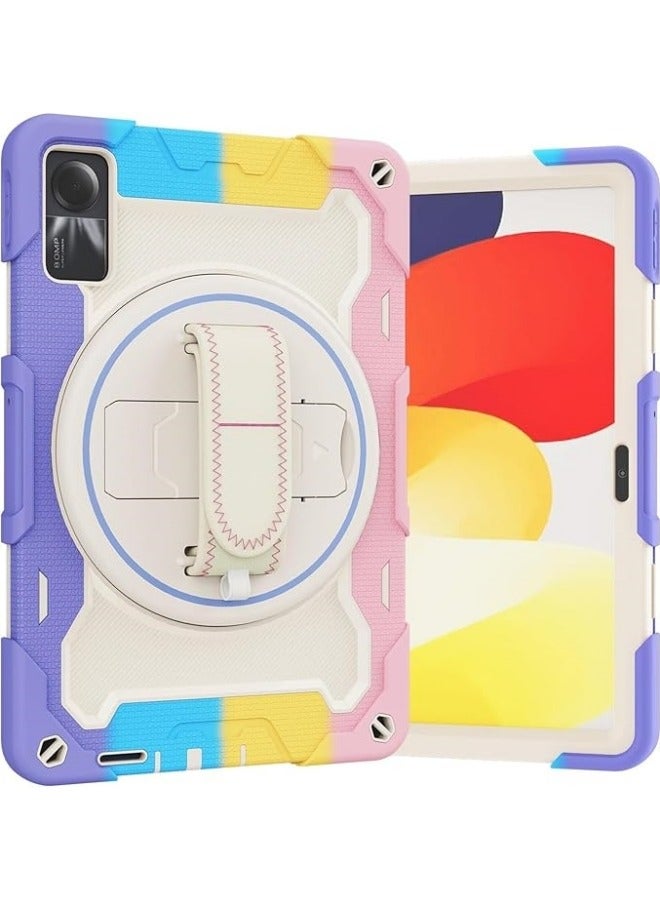 General Case Compatible with Xiaomi Redmi Pad SE 11inch 2023, Multi-Angle Elastic Bracket and 360° Adjustable Swivel Hand Strap Three-in-one Shatter-Resistant Shell with Shoulder Strap  - Image 1