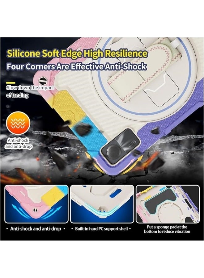 General Case Compatible with Xiaomi Redmi Pad SE 11inch 2023, Multi-Angle Elastic Bracket and 360° Adjustable Swivel Hand Strap Three-in-one Shatter-Resistant Shell with Shoulder Strap  - Image 3