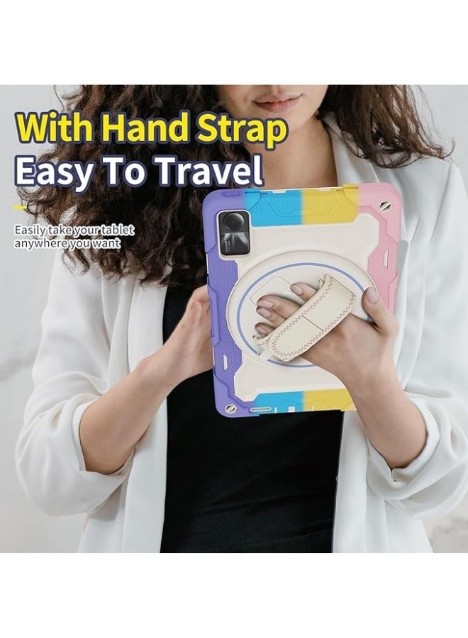General Case Compatible with Xiaomi Redmi Pad SE 11inch 2023, Multi-Angle Elastic Bracket and 360° Adjustable Swivel Hand Strap Three-in-one Shatter-Resistant Shell with Shoulder Strap  - Image 5