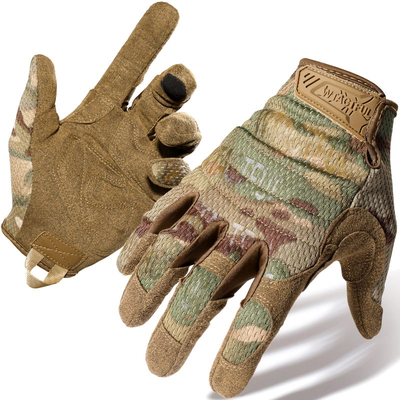 Generic WTACTFUL Flexible Breathable Airsoft Gloves Mens for Cycling MTB Motorbike Riding Driving Racing Climbing Camping Hiking Hunting Work Touch Screen Full Finger Gloves Camo Camouflage S  - Image 1
