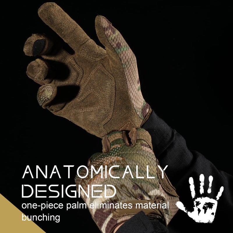 Generic WTACTFUL Flexible Breathable Airsoft Gloves Mens for Cycling MTB Motorbike Riding Driving Racing Climbing Camping Hiking Hunting Work Touch Screen Full Finger Gloves Camo Camouflage S  - Image 2