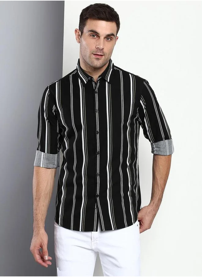 دينيس لينغو Men Blue Solid Long Sleeves Regular Fit Shirt