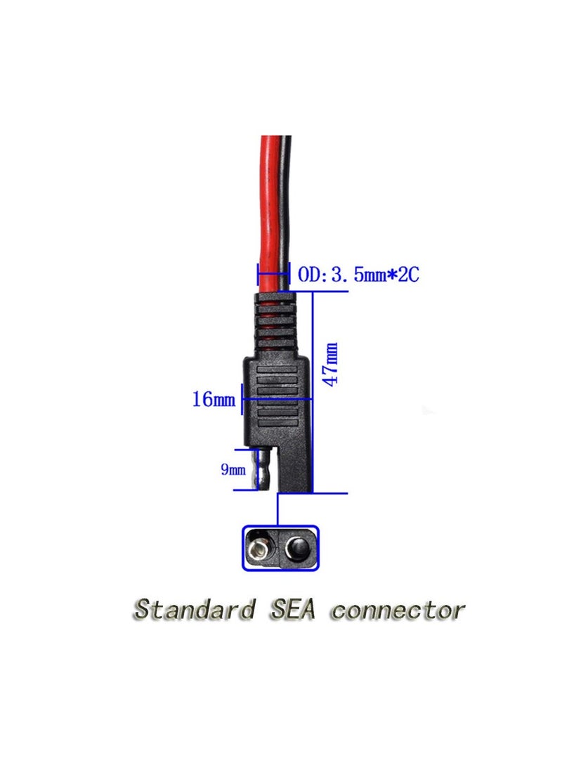 SYOSI كابل موصل باور أوتوماتيكي SAE DC 14AWG ، موزع Y من 1 إلى 2 كابل تمديد SAE ، مناسب لتوصيل وتحويل بطارية شمسية 12 بوصة / 30 سم - مع غطاء واقي  - Image 2