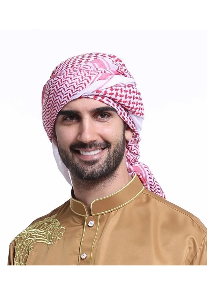 Generic Keffiyeh Arab Head Scarf for Men Sheikh Muslim Turban Saudi Dubai Headwear, Shemagh Tactical Desert Neck Headwear for Men and Women, 55x55 Inch  - Image 2