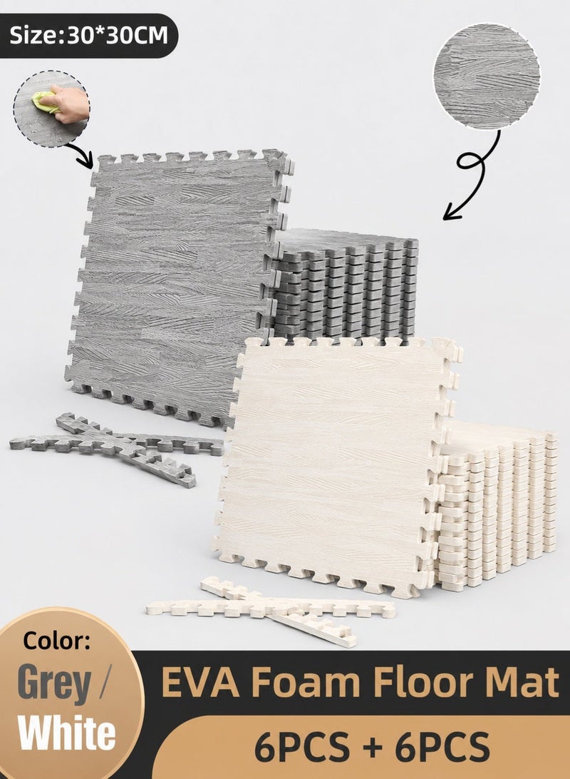 GOOGO Foam Floor Mat, Gym Flooring for Home Gym Interlocking Exercise, Children's Patchwork Crawling Mat, Home Bedroom Floor Mat, Thickened Crawling Mat, EVA Summer Jigsaw Carpet(Beige and Gray) - Image 1