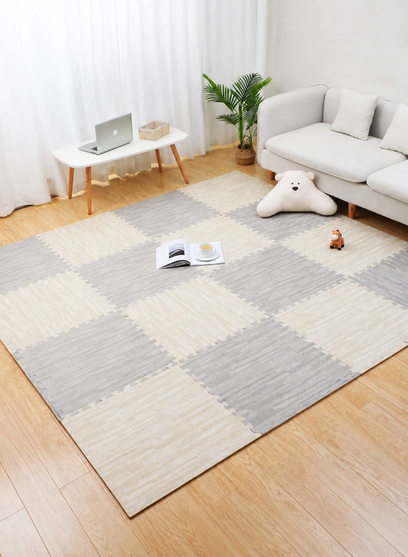GOOGO Foam Floor Mat, Gym Flooring for Home Gym Interlocking Exercise, Children's Patchwork Crawling Mat, Home Bedroom Floor Mat, Thickened Crawling Mat, EVA Summer Jigsaw Carpet(Beige and Gray) - Image 5
