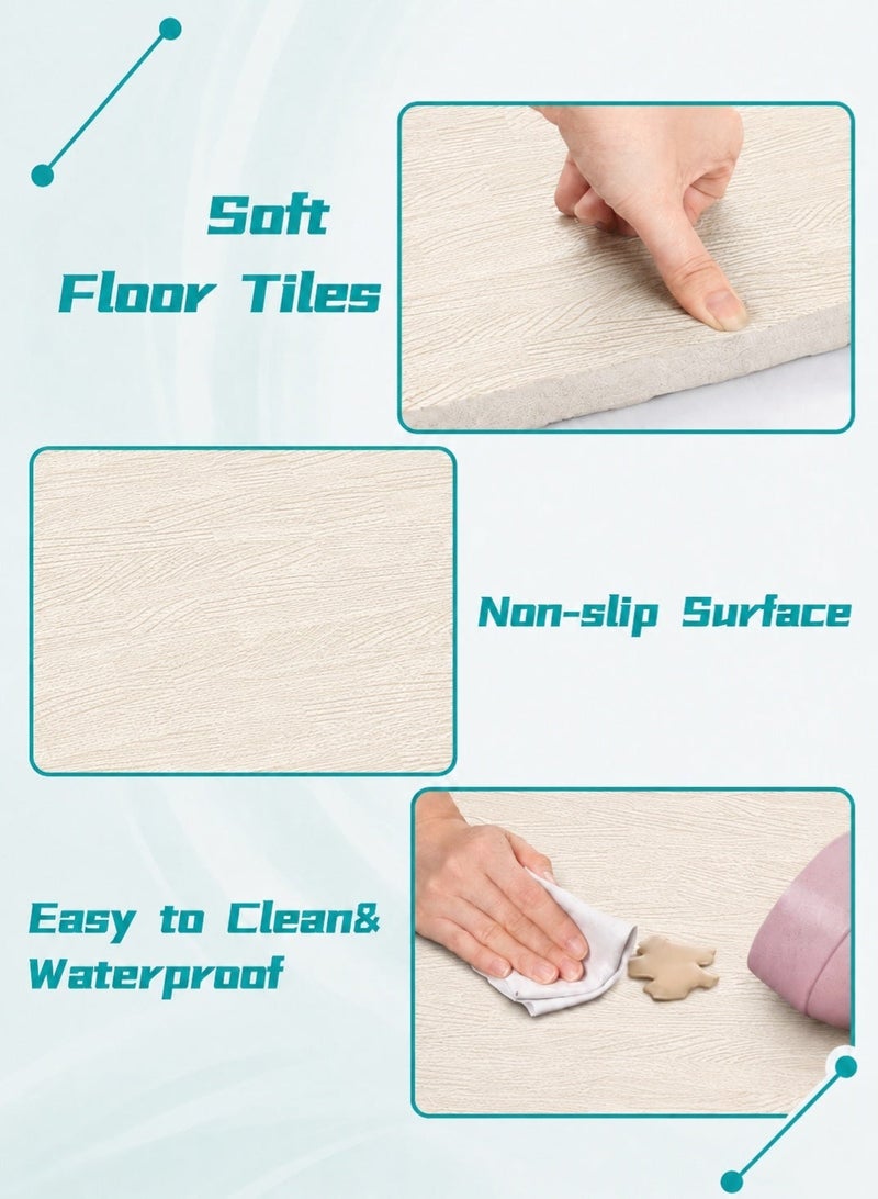 GOOGO Foam Floor Mat, Gym Flooring for Home Gym Interlocking Exercise, Children's Patchwork Crawling Mat, Home Bedroom Floor Mat, Thickened Crawling Mat, EVA Summer Jigsaw Carpet(Beige and Gray) - Image 3