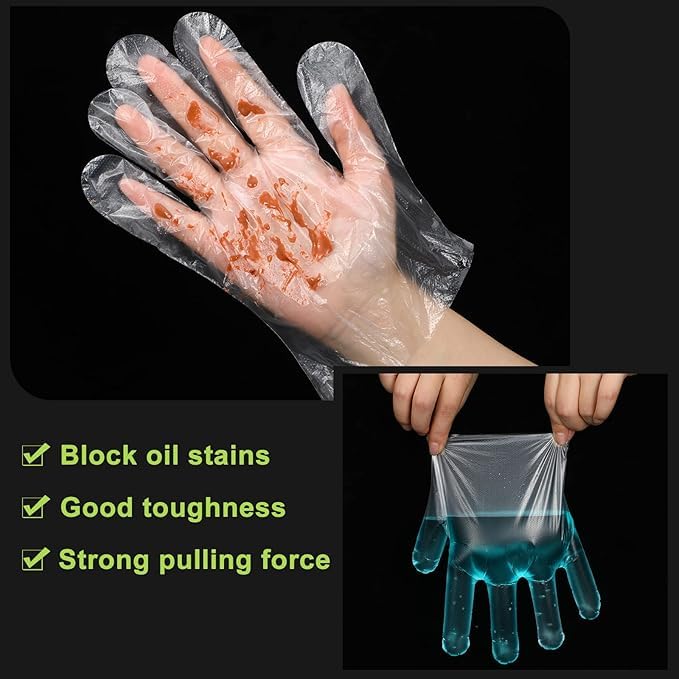 bvslf 500 pcs Transparent Reusable Disposable Gloves, Transparent & Disposable Gloves, Universal Size, Hand Gloves for Cleaning, Cooking, Washing, Serving & Handling Food, Hair Coloring - Image 5