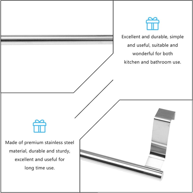 Punch-Free 2pcs Stainless Steel Single Bar Towel Rack 23cm Nail-Free Door Back Shelf Bathroom Towel Organizer Over Door Storage - Image 3
