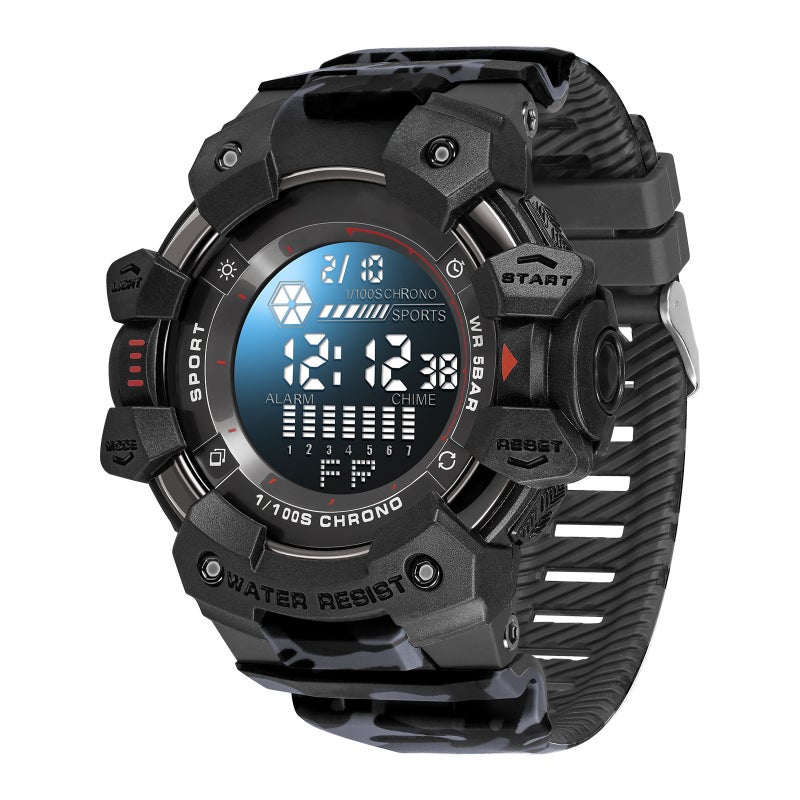 SMAEL Camo Style Men Outdoor Sports Watch Fashion Student Waterproof Digital Wristwatch Adolescent Multifunction Wristwatch - Image 1