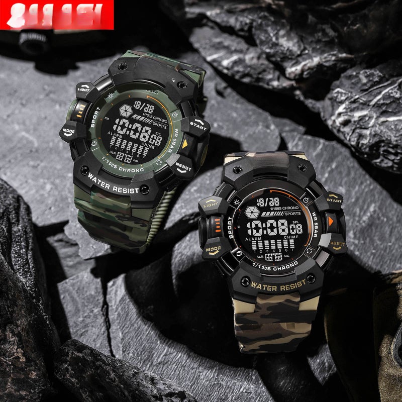 SMAEL Camo Style Men Outdoor Sports Watch Fashion Student Waterproof Digital Wristwatch Adolescent Multifunction Wristwatch - Image 4