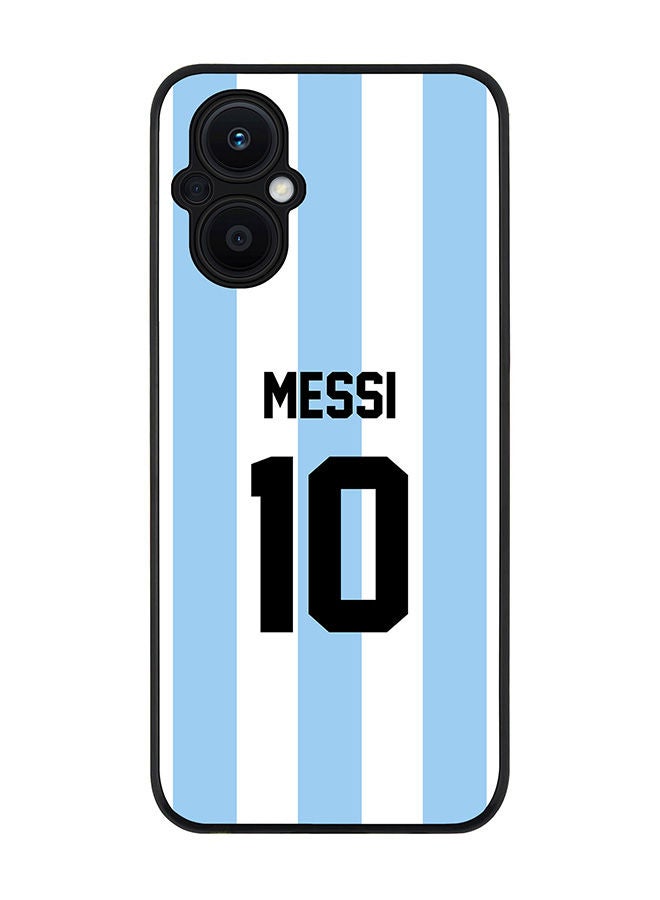 Stylizedd Rugged Black edge case for Oppo Reno7 Z  Slim fit Soft Case Flexible Rubber Edges Anti Drop TPU Gel Thin Cover - Football Team - Argentina Player Name - Messi - Image 1